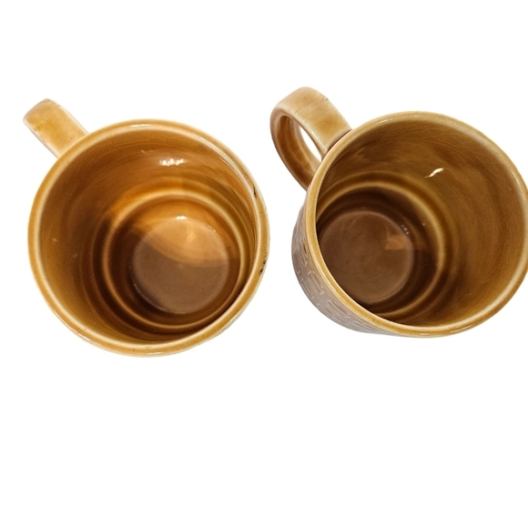 Vintage Gold Mid-Century Modern Stackable Coffee Mugs Tea Cups Set of 2 Q39 - Picture 5 of 8